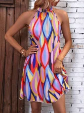 Lucky Life Moss Krep Kumaş Dijital Baskılı Desenli Elbise thumbnail 3