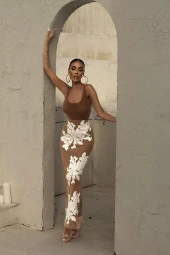 Lucky Life Mikro Kumaş Yırtmaç Ve Desen Detaylı Elbise thumbnail 4