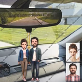 2 Kişi Arkadaş Tasarımlı Ahşap Araba Dikiz Ayna Süsü thumbnail 1