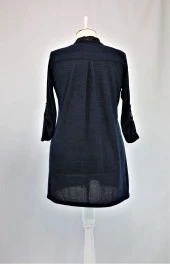 18568 Yakası Deri Detaylı Tunik - 5