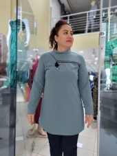 7514 Sıfır Yaka Fermuar Detaylı Tunik - 1