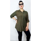 19010 Çizgili Cepli Gömlek Tunik - 1