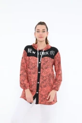 2158 Desenli Kapüşonlu Tunik - 1