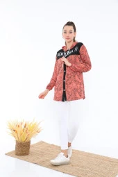 2158 Desenli Kapüşonlu Tunik - 2