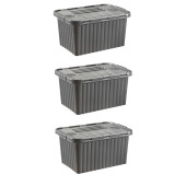 3 Adet 33 Litre Antrasit Renk Split Box Plastik Saklama Kutusu - RNL-DNY2012ANT-3 - 1