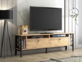 Wood'n Love Luna Metal Ayaklı Dolaplı 180 Cm Tv Geniş Ünitesi - Atlantik Çam / Siyah - 2