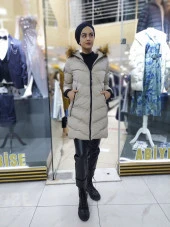 2338 Kolları Yazı Detaylı Şişme Mont - 2