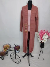 2106 Kemer Detaylı Uzun Triko Hırka - 3