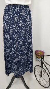 1104 Çiçek Desenli Düğmeli Etek - 2