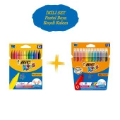 Bic Kids 12 Li Keçeli Boya Kalemi+12 Li Plastidecor Silinebilir Mum Pastel Boya - 1