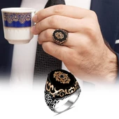 Siyah Oniks Taşlı Gümüş Erkek Yüzük - 8