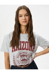 Kolej Tişört Baskılı Kısa Kollu Bisiklet Yaka Pamuklu thumbnail 2