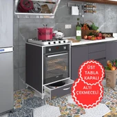 Kenzlife ankastre modülü kabini azot gri fırın ocak dolabı çekmeceli ayaklı sabit tabla thumbnail 1