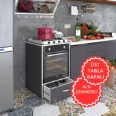 Kenzlife ankastre modülü kabini argon gri fırın ocak dolabı çekmeceli sabit tabla thumbnail 1