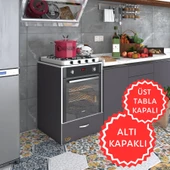 Kenzlife ankastre modülü kabini flor gri kapaklı fırın ocak dolabı sabit tabla thumbnail 1