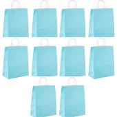 Büküm Saplı Kraft Kağıt Karton Hediyelik Çanta Poşet Torba - Mavi - 25x31 Cm. - 10 Adetlik 1 Paket thumbnail 1