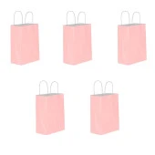 Büküm Saplı Kraft Kağıt Karton Hediyelik Çanta Poşet Torba - Pembe - 25x31 Cm. - 5 Adetlik 1 Paket thumbnail 1