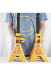 Moonshop Pro Alman 3Ton-3000Kg Kaymaz Kilitleme Özelikli Korumalı 3 Ton Kriko Standı Araç Altı Sehpa 2 Li Set - 2