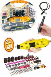 Moonshop Japon 1100 W Çelik Şanzıman Çok Amaçlı Devir Ayarli 211 Parça Hobi Gravür Seti El Motoru - 1