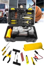 Moonshop Full Setli Özel Çantalı Özel Seri Işıklı Göstergeli Hava Kompresörü Lastik Şişirme 12V Full 150 Psı - 4
