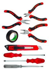 Moonshop 3 Lü Mini Pense Yan Keski Kargaburnu Set+3 Lü Tornavida+Falçata+Bant Takım Seti. - 1