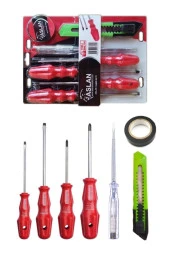 Moonshop 7 Parça Tamir Seti / 4'Lü Tornavida Seti Kontrol Kalemi Maket Bıçağı Elektrik Bandı thumbnail 1