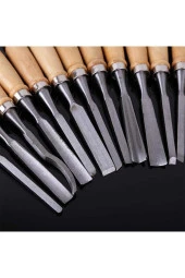 Moonshop 12 Parça Profesyonel Iskarpela Ahşap Saplı Oyma Seti Özel Çantalı 12Parçaiskarpela Marangoz - 2