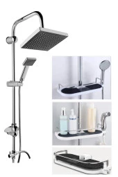 Moonshop Robot Kare Tepe Duş Sistemi Çok Fonksiyonlu Yağmurlama Raf Tutuculu Duş Seti - 1