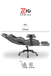 Zio Venom XL Profesyonel Oyuncu Koltuğu - Antrasit / Beyaz - Visco Oturak, 4D Kol, Ayak Uzatma thumbnail 5