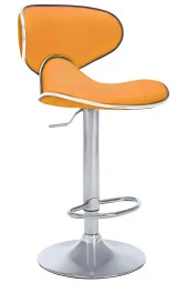Bürocci Zen Bar Taburesi - Turuncu Modern Deri Metal Ayaklı Yüksek Tezgah Sandalyesi - 9549S0516 - 1