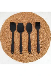 4 Parça Silikon Yumurta Fırçası Kaşık Bıçak Spatula Seti Isıya Dayanıklı - 1