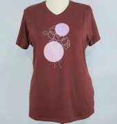 1115 Gül Desenli V Yaka Tshirt - 1