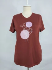 1115 Gül Desenli V Yaka Tshirt - 4