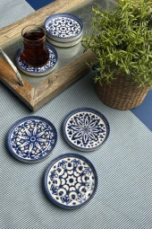 TABAK EVİ Stoneware Mozaik Blue Sefa 6 lı Çay Tabağı 10cm - 1