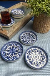 TABAK EVİ Stoneware Mozaik Blue Sefa 6 lı Çay Tabağı 10cm - 2