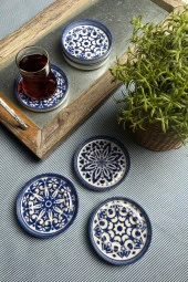 TABAK EVİ Stoneware Mozaik Blue Sefa 6 lı Çay Tabağı 10cm - 5