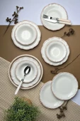 TABAK EVİ Stoneware Antik Yemek Takımı 6 Kişilik 24 Parça - 6