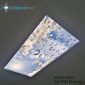 60x120 Gökyüzü Panel Avize, Sıva Üstü, Kolay Montaj Led Panel, Çiçekli Yağmur Damlası Avize - 3