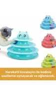 Özel Üretim Dayanıklı Kaymaz Kauçuk Pedli 3 Toplu Eğlenceli 3 Katlı Kedi Oyuncağı 19,5 cm x 24cm - 2