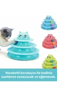 Özel Üretim Dayanıklı Kaymaz Kauçuk Pedli 3 Toplu Eğlenceli 3 Katlı Kedi Oyuncağı 19,5 cm x 24cm - 2