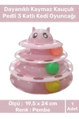 Özel Üretim Dayanıklı Kaymaz Kauçuk Pedli 3 Toplu Eğlenceli 3 Katlı Kedi Oyuncağı 19,5 cm x 24cm - 1