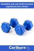 Özel Plastik Köşeli Spor Egzersiz Vücut Kas Geliştirme Fitness Ağırlık Mavi 5 Kg Dambıl Set - 2 Adet - 2