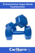 Özel Plastik Köşeli Spor Egzersiz Vücut Kas Geliştirme Fitness Ağırlık Mavi 5 Kg Dambıl Set - 2 Adet - 4