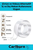 Deluxe Ultra Süper Güçlü Yüksek Mukavemetli Nano Teknolojili Çift Taraflı Şeffaf 1 mt Bant 10 Adet - 2