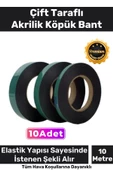 Süper Güçlü İz Bırakmayan Elastik Yapılı Çift Taraflı 10mm - 10 Metre Akrilik Köpük Bant - 10 Adet - 1