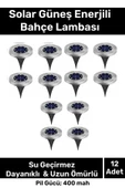 Özel Su Geçirmez Dayanıklı 8 Ledli Solar Güneş Enerjili Işık Bahçe Dekor Aydınlatma Lambası 12 Adet - 1