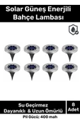 Özel Su Geçirmez Dayanıklı 8 Ledli Solar Güneş Enerjili Işık Bahçe Dekor Aydınlatma Lambası - 8 Adet - 1
