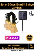 Özel Seri Solar Güneş Enerji Su Damlaları 5 Metre Uzunluğunda Sarı Renkli 30 Ledli Bahçe Aydınlatma - 1