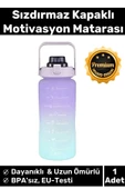 Premium Çift Renk Ölçü Baskılı Sızdırmaz Akmaz Motivasyon Matara Suluk Sağlıklı Plastik 2 Lt Su Şişe - 1