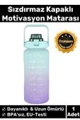 Premium Çift Renk Ölçü Baskılı Sızdırmaz Akmaz Motivasyon Matara Suluk Sağlıklı Plastik 2 Lt Su Şişe - 1